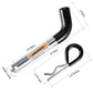 Trailer hitch pin and R-clip with curved black handle and silver tapered end