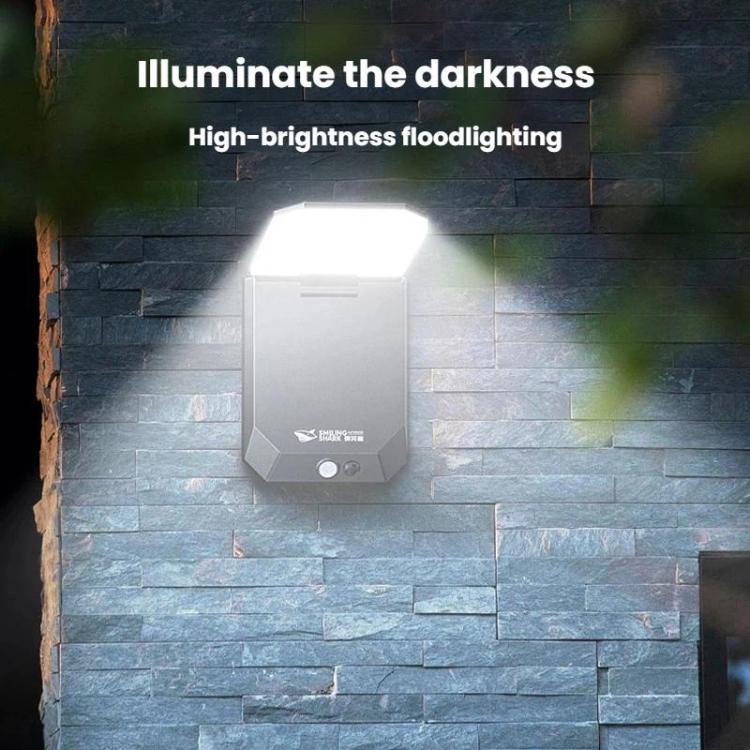 Solar Motion Sensor Garden Light 3-Gear Foldable Outdoor Wall Lamp, SMILING SHARK BD-068