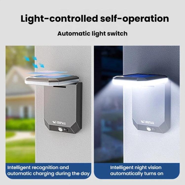 Solar Motion Sensor Garden Light 3-Gear Foldable Outdoor Wall Lamp, SMILING SHARK BD-068