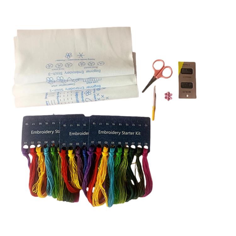 3-In-1 Embroidery Starter Kit For Beginners DIY Stitch Practice Sampler With English Instructions
