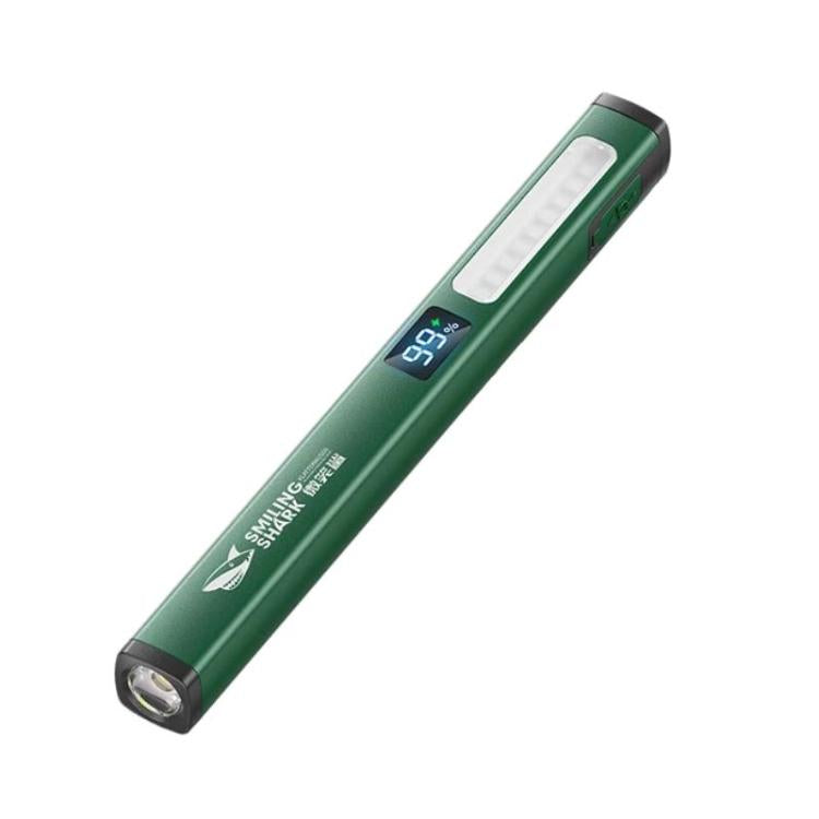 Green rechargeable work light flashlight with side white light strip