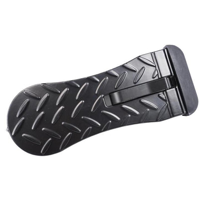 Car roof climbing footrest step, black with diamond-plate textured anti-slip surface
