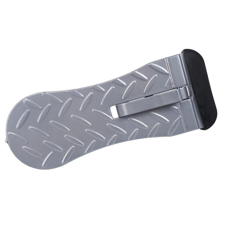 Car roof climbing footrest step, dark gray textured anti-slip pad with metal clasp