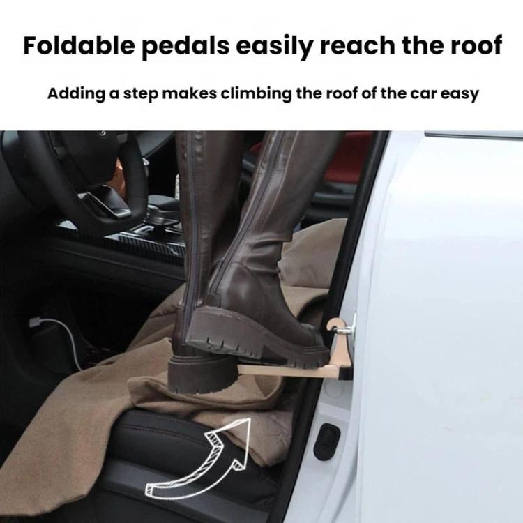 Car roof footrest step folded out from the door, showing textured anti-slip surface