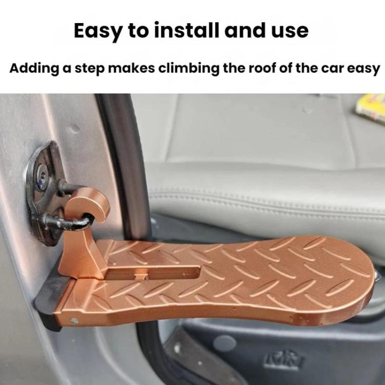 Car roof footrest step mounted at the door, bronze textured anti-slip platform