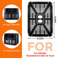 Black dual-basket air fryer crisper tray insert set with two vented platforms