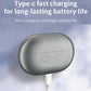 Gray electric nail clipper with closed flip cover and Type-C charging cable