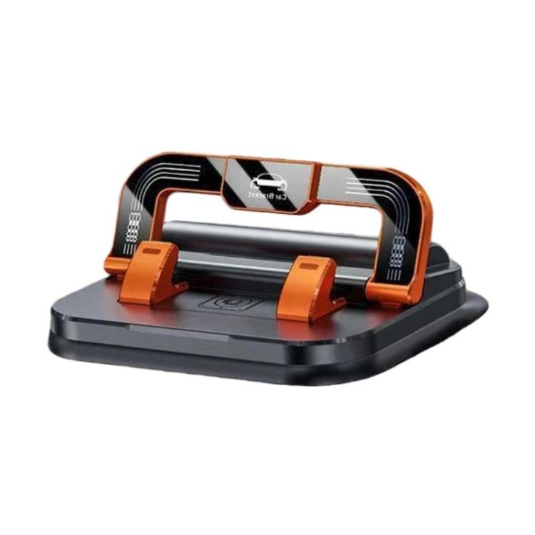 Orange 2-in-1 car phone holder with number plate base and anti-shake mount