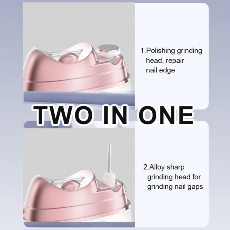 4-in-1 electric nail care device with pink body and clear UV cover lid