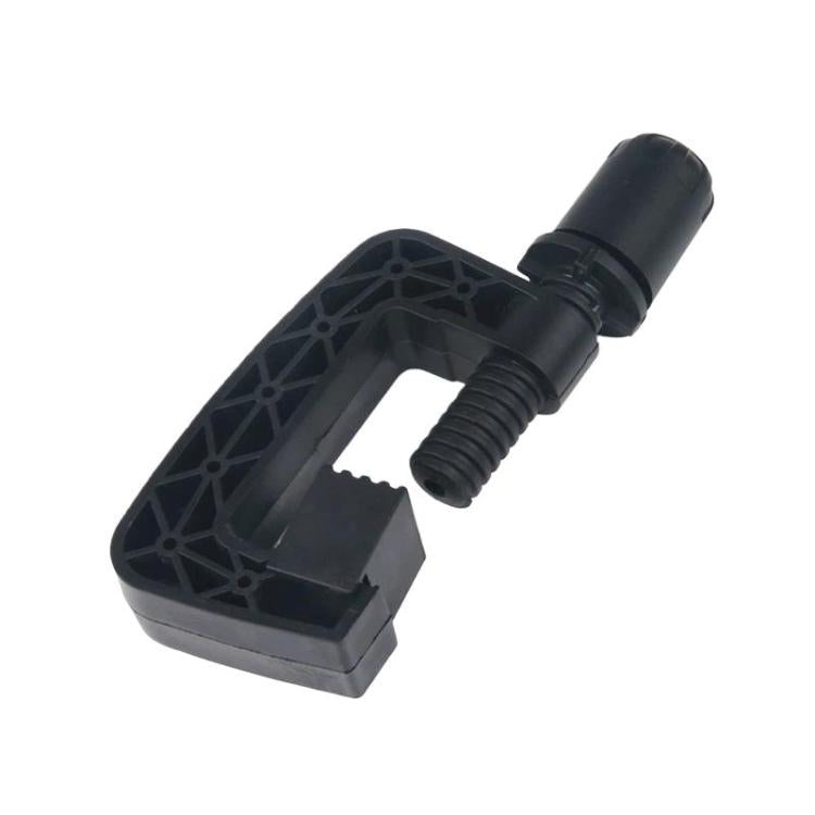Gaming steering wheel mount clamp, black plastic C-shaped bracket and knob