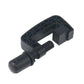 Gaming steering wheel mount clamp, black plastic clamp body with threaded fastener