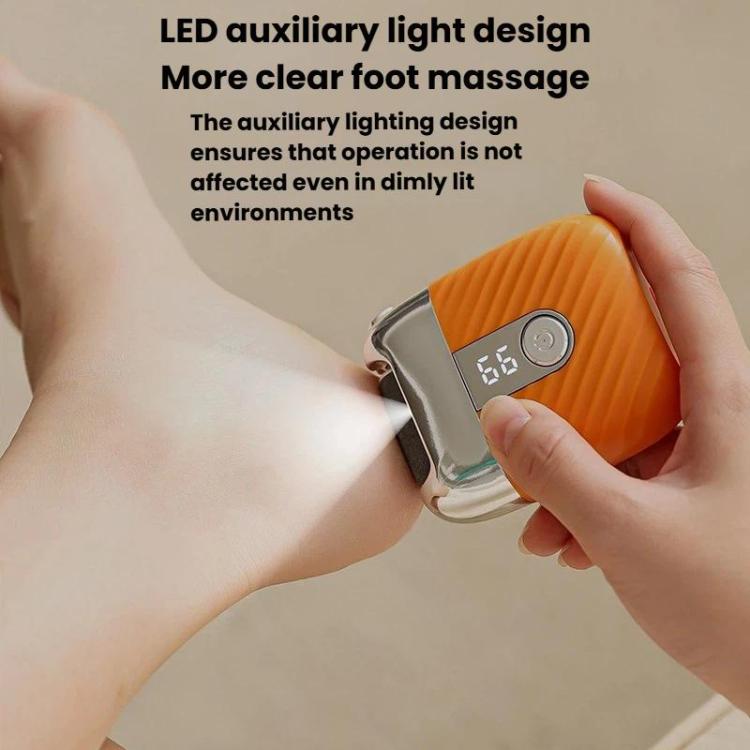 Orange electric foot file with auxiliary LED light and LED screen