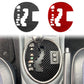 Gear shift panel sticker on center console, black carbon fiber with cutout pattern