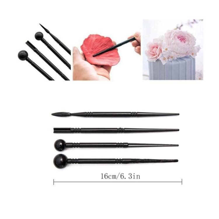 Black clay dotting and detailing stylus tools, 4-piece set with 6.3 in length