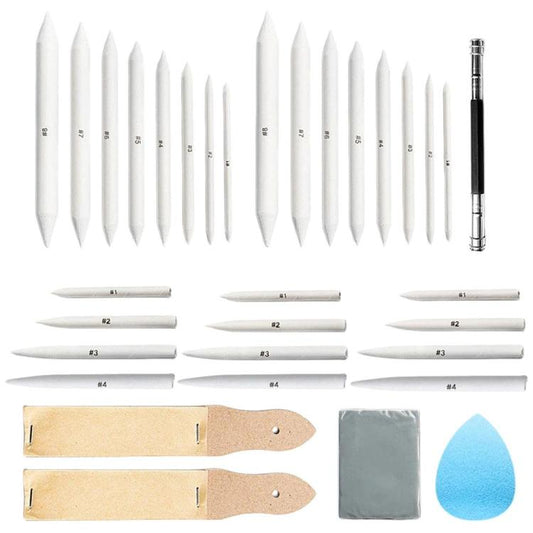 Sketching Drawing Tools Tipped Paper Blenders Kneaded Erasers Extenders DIY Graffiti Supplies, 33pcs
