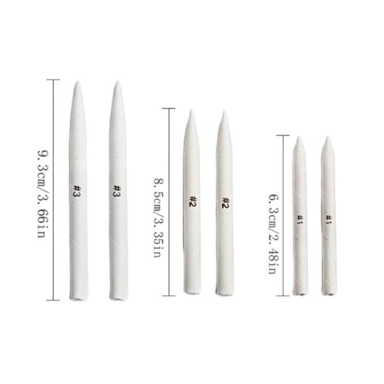 White tapered blending sticks marked #1 to #4, paired sketching tools