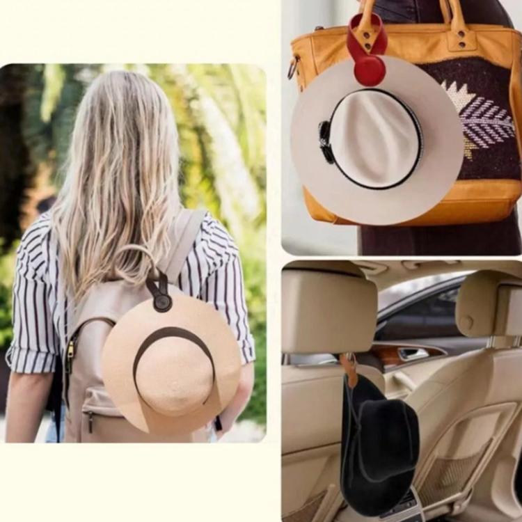 Multi-purpose Leather Magnetic Hat Clip Round Storage Leather Holder