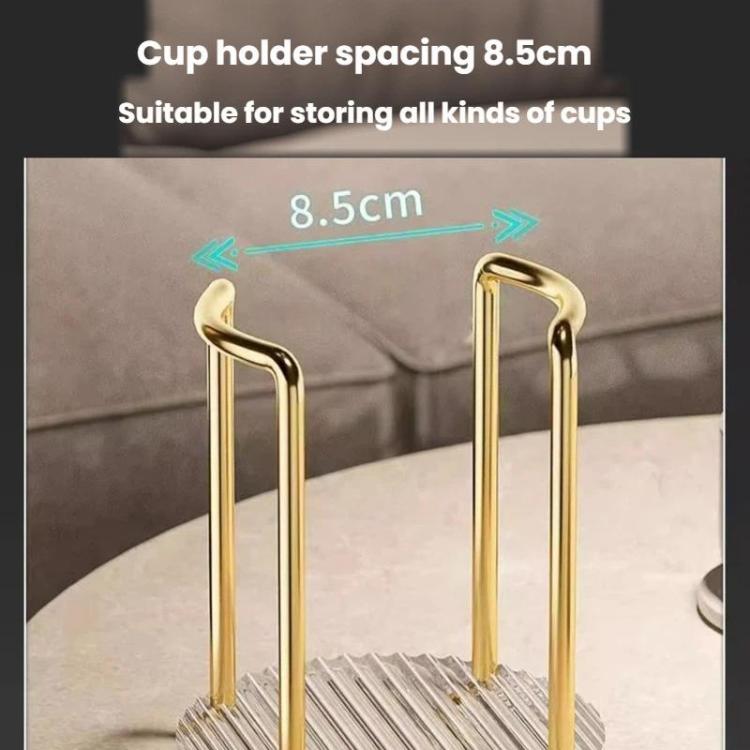 Gold acrylic cup holder with two tall slots and clear ridged base