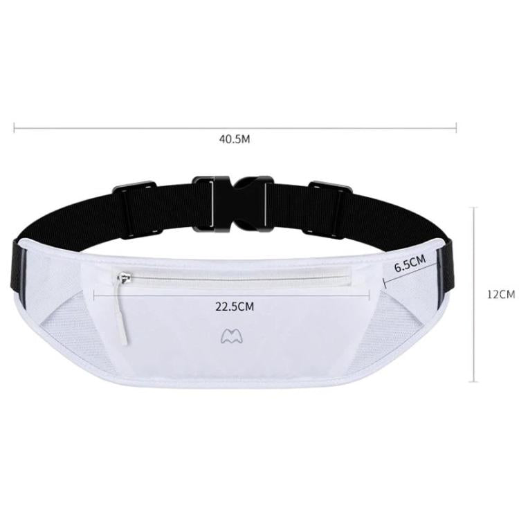 White waterproof waist pack with adjustable belt strap and zippered phone pocket