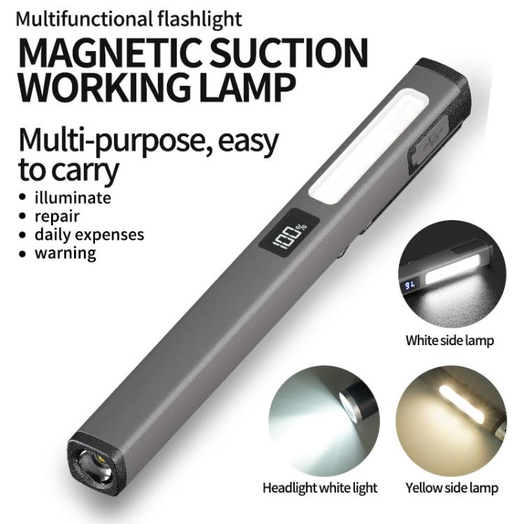 COB Pen Clip Light USB Rechargeable Auto Repair Work Light Strong Magnetic Adhesion Flashlight