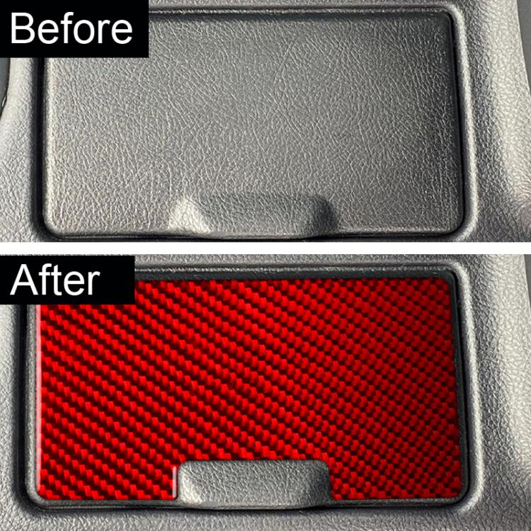 Red carbon-fiber cupholder tray sticker with small slot opening
