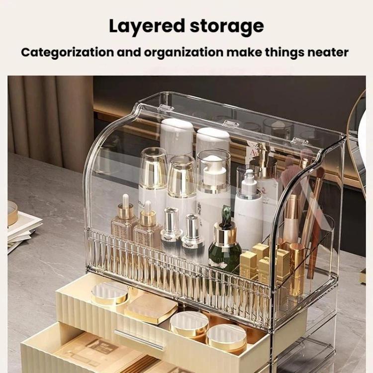 Cosmetic Storage Box With Lid Large Capacity Drawer-Type Desktop Organizer