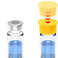 Reusable insulin bottle caps with gray tops, shown in red and yellow