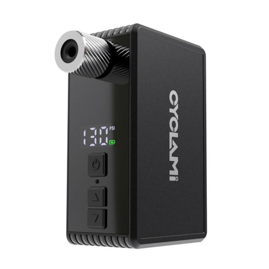 Portable electric bike air pump with digital PSI display and power buttons, AM6pro