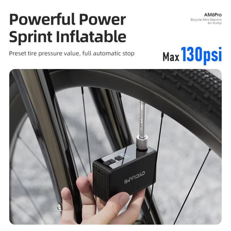 Handheld portable electric bike air pump for inflating tires, max 130 PSI, AM6Pro
