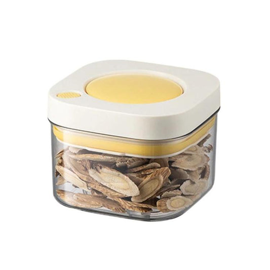 Press Vacuum Food Storage Jar Kitchen Canister For Coffee Beans & Grains, 380ml White Yellow, 1100ml White Yellow, 1800ml White Yellow, 380ml White Blue, 1100ml White Blue, 1800ml White Blue