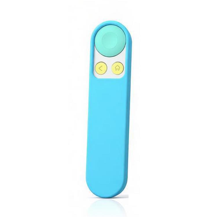 Blue silicone remote controller case with button panel and round top cutout