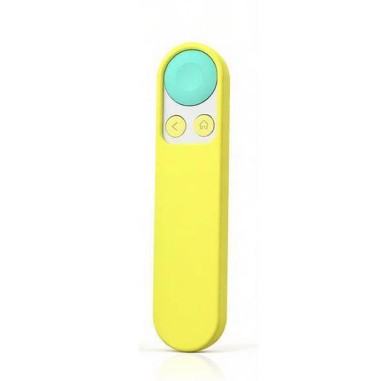 Yellow silicone remote controller case with button panel and round top cutout