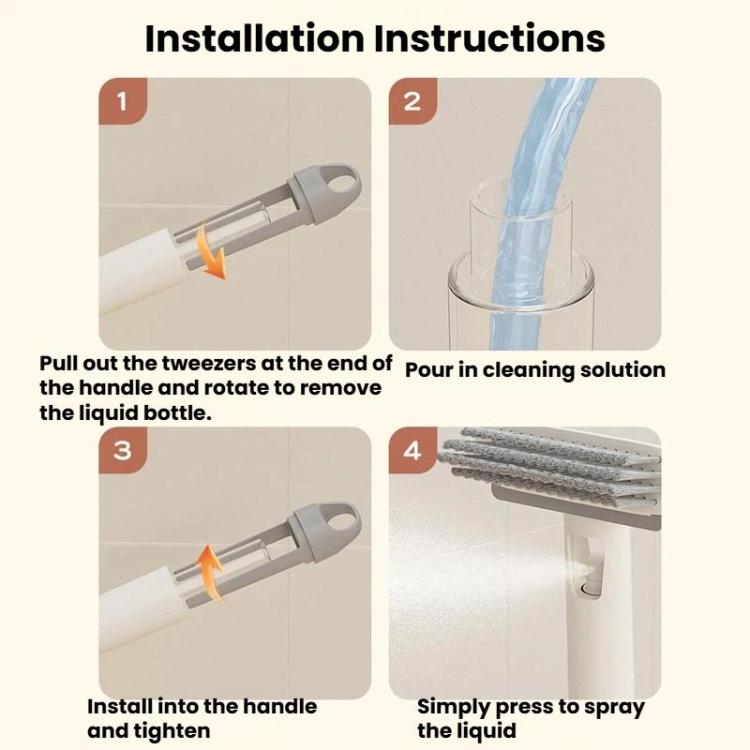 Multifunctional Liquid Spray Gap Stiff Brush Bathroom Tile Cleaning Brush