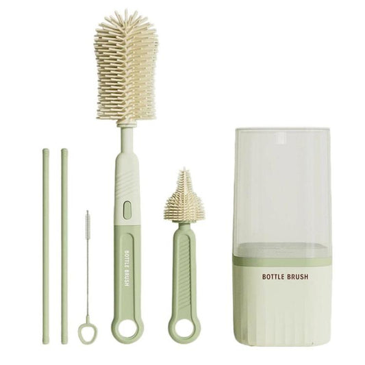 Multifunctional Straight Handle Silicone Bottle Brush Portable Water Cup Cleaning Brush Set