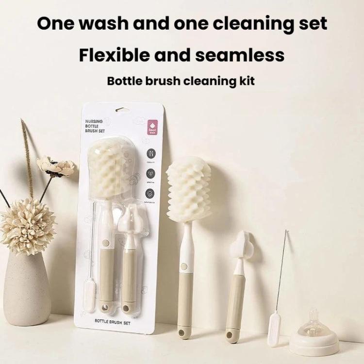 Multifunctional Straight Handle Sponge Bottle Brush Cup Cleaning Brush Set