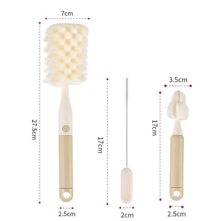 Multifunctional Straight Handle Sponge Bottle Brush Cup Cleaning Brush Set