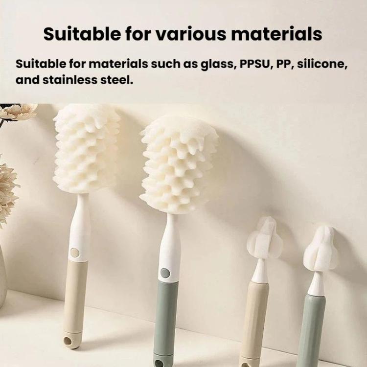Multifunctional Straight Handle Sponge Bottle Brush Cup Cleaning Brush Set