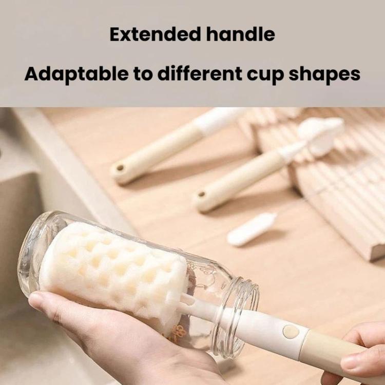 Multifunctional Straight Handle Sponge Bottle Brush Cup Cleaning Brush Set