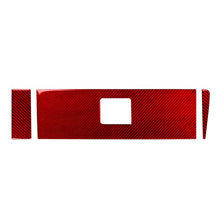 Carbon-fiber patterned interior panel sticker set, red and black, 3 pieces