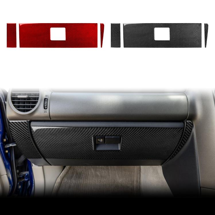 3-piece carbon-fiber patterned interior panel sticker set, red and black pieces