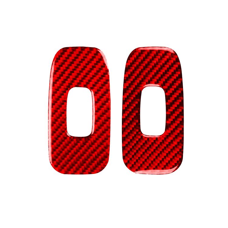 Set of 2 red carbon-fiber lift panel stickers with rectangular cutouts for door handles