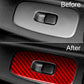 Red carbon-fiber lift panel sticker for rear door switch panel with oval opening