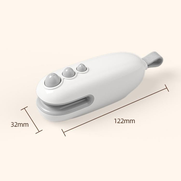 Compact white rechargeable magnetic mini bag sealer with buttons and sealing nozzle