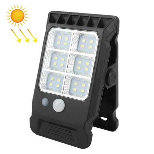Black solar clip-on garden light with square LED panel and two front buttons