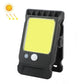 Black solar clip-on garden light with bright yellow square panel and two buttons