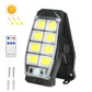 Black solar clip-on wall light with 8 COB LED squares and motion sensor