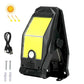 Black solar clip-on wall light with bright COB-style panel and motion sensor