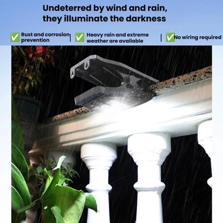 Black solar clip-on light in heavy rain, bright illumination for pathway