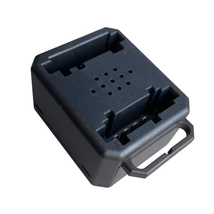 Black steering lock emulator module with mounting slots and ventilation holes