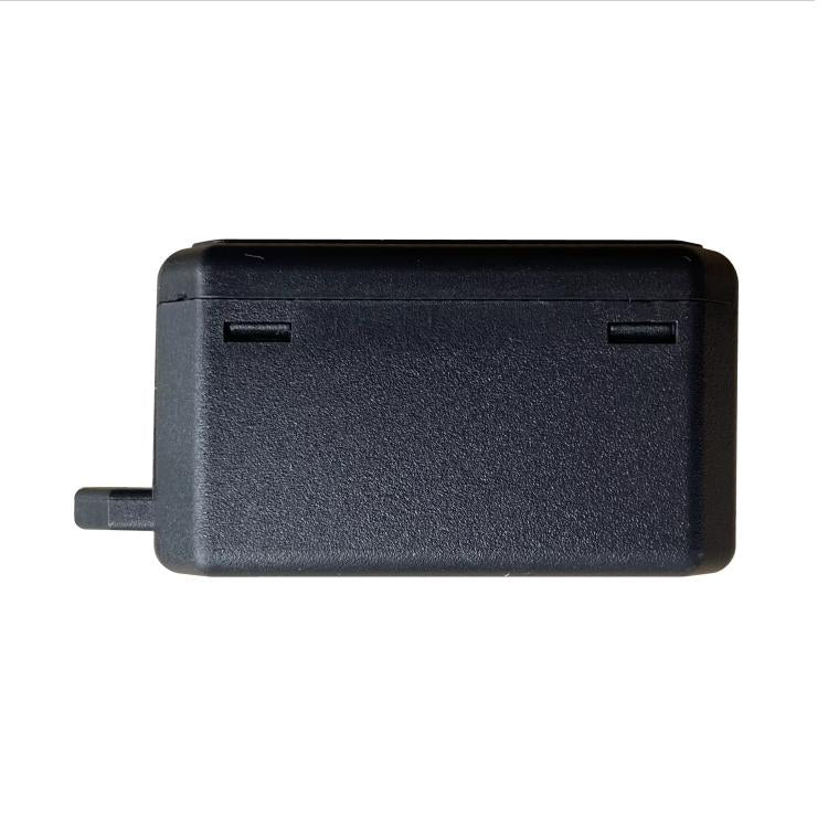 Black steering lock emulator unit with indicator slots and small side connector